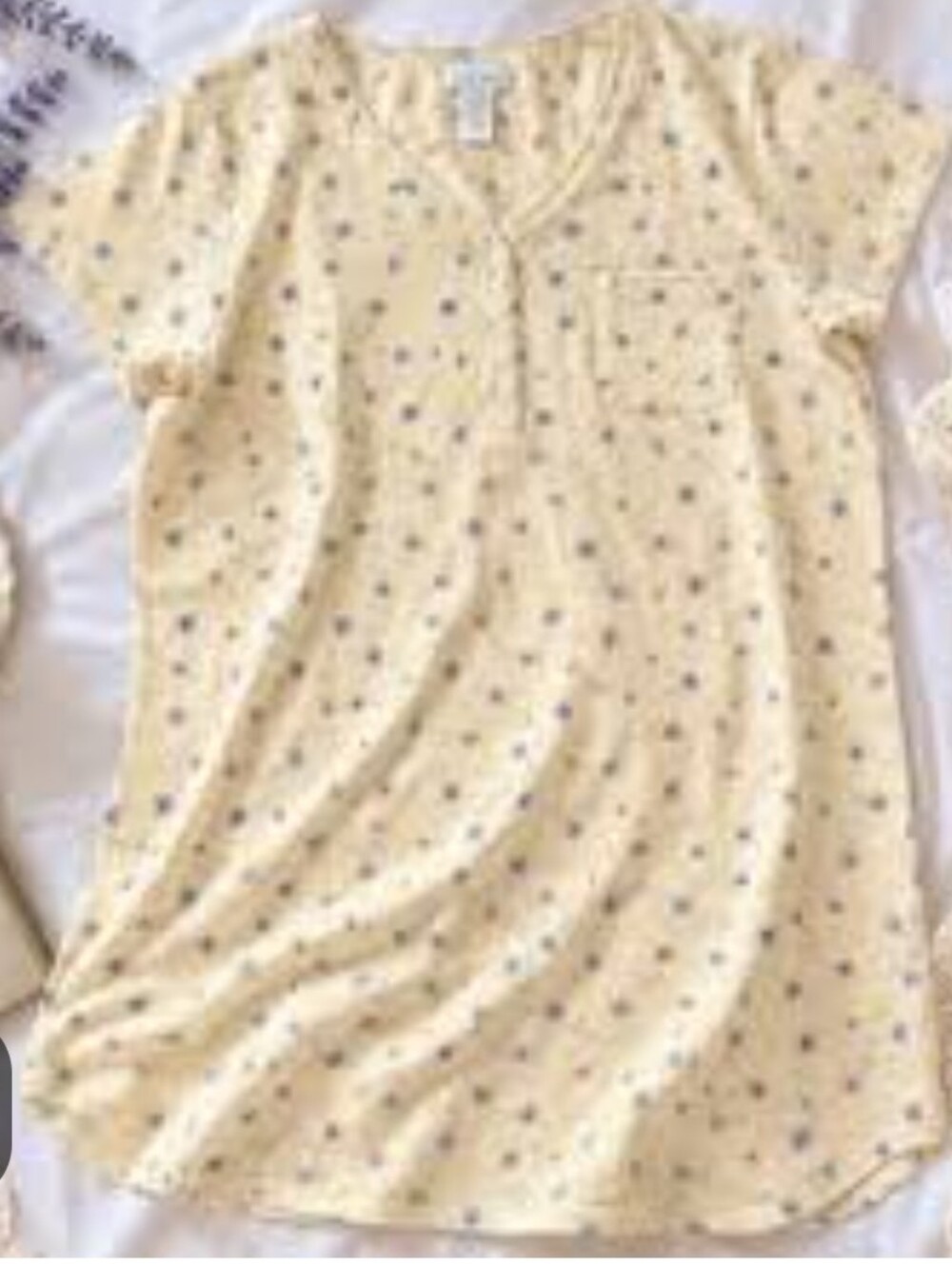 ARIA pajama top long sleeves yellow with designs buttons & pocket. Size …
